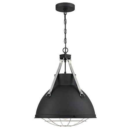 Westinghouse Pendant 60W Bartley 16.25In, Matte Black Drk Pewter Accnts Removable Cage 6116300